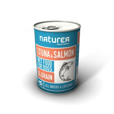 NATUREA Wet food with chicken, tuna and salmon for dogs 400g