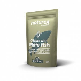 NATUREA canned food for cats with chicken and white fish 85g