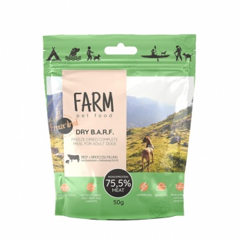 Farm B.A.R.F. liofilizēta barība liellops ar brokoli 50g