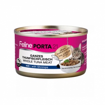 Feline Porta21 консервы из тунца и креветок для кошек и котят 90г