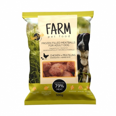 Farm B.A.R.F. meatballs with chicken and peas 500g