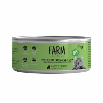 Farm cat wet food with rabbit meat and carrots