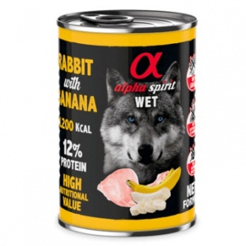 ALPHA SPIRIT WET food for dogs with chicken, rabbit and bananas 400g