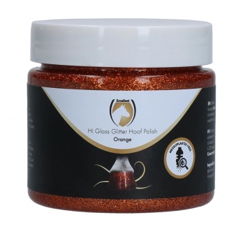 Отличный полироль для копыт Horse Hi Gloss Glitter Hoof Polish оранжевый 150 ml