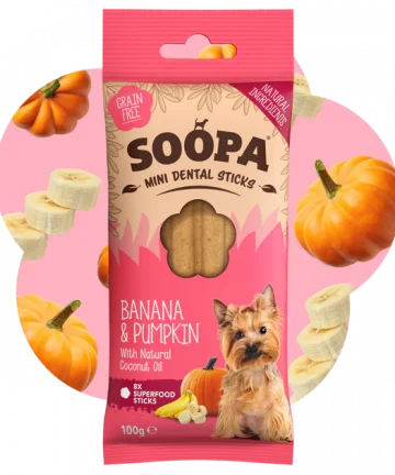 Soopa dental mini sticks banana & pumpkin